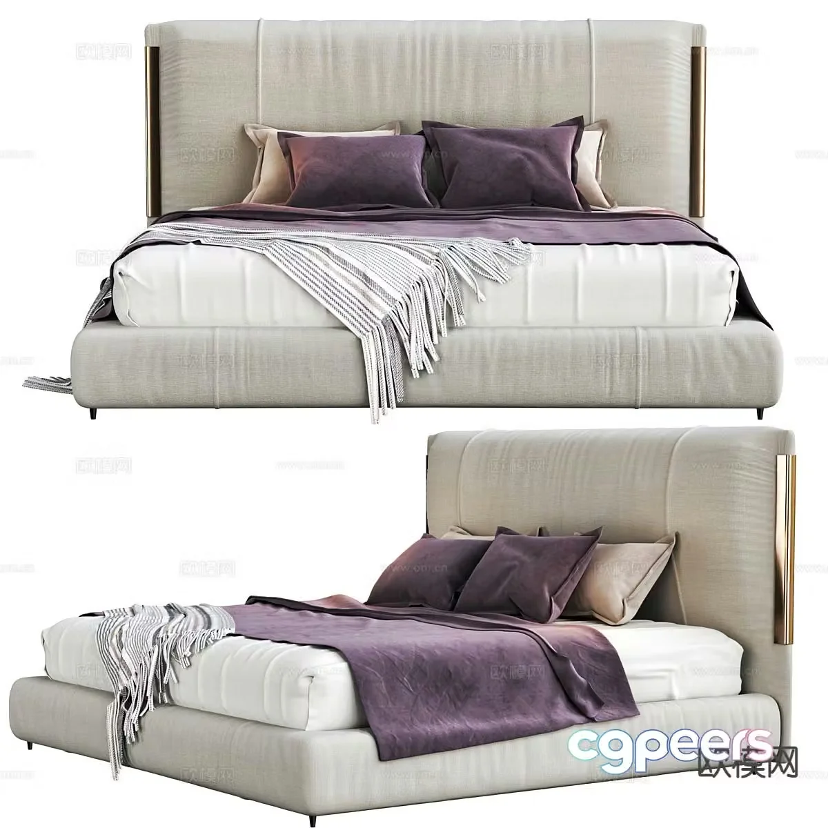 Modern double bed 3d model