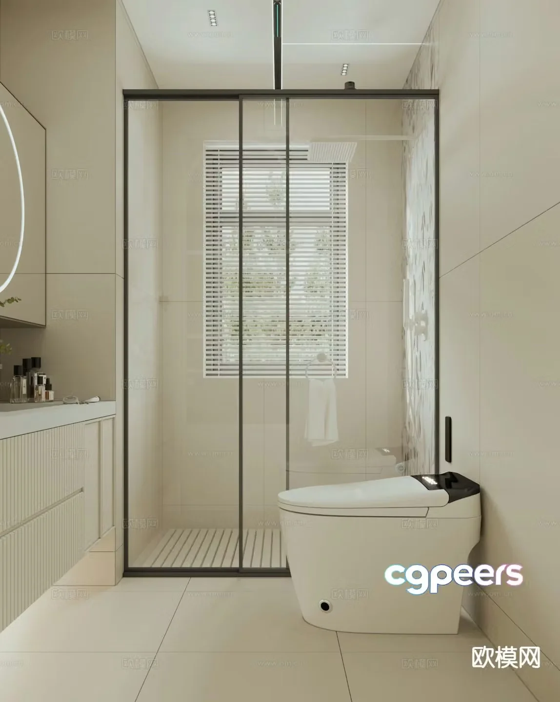 Cream style bathroom bathroom toilet 3d model