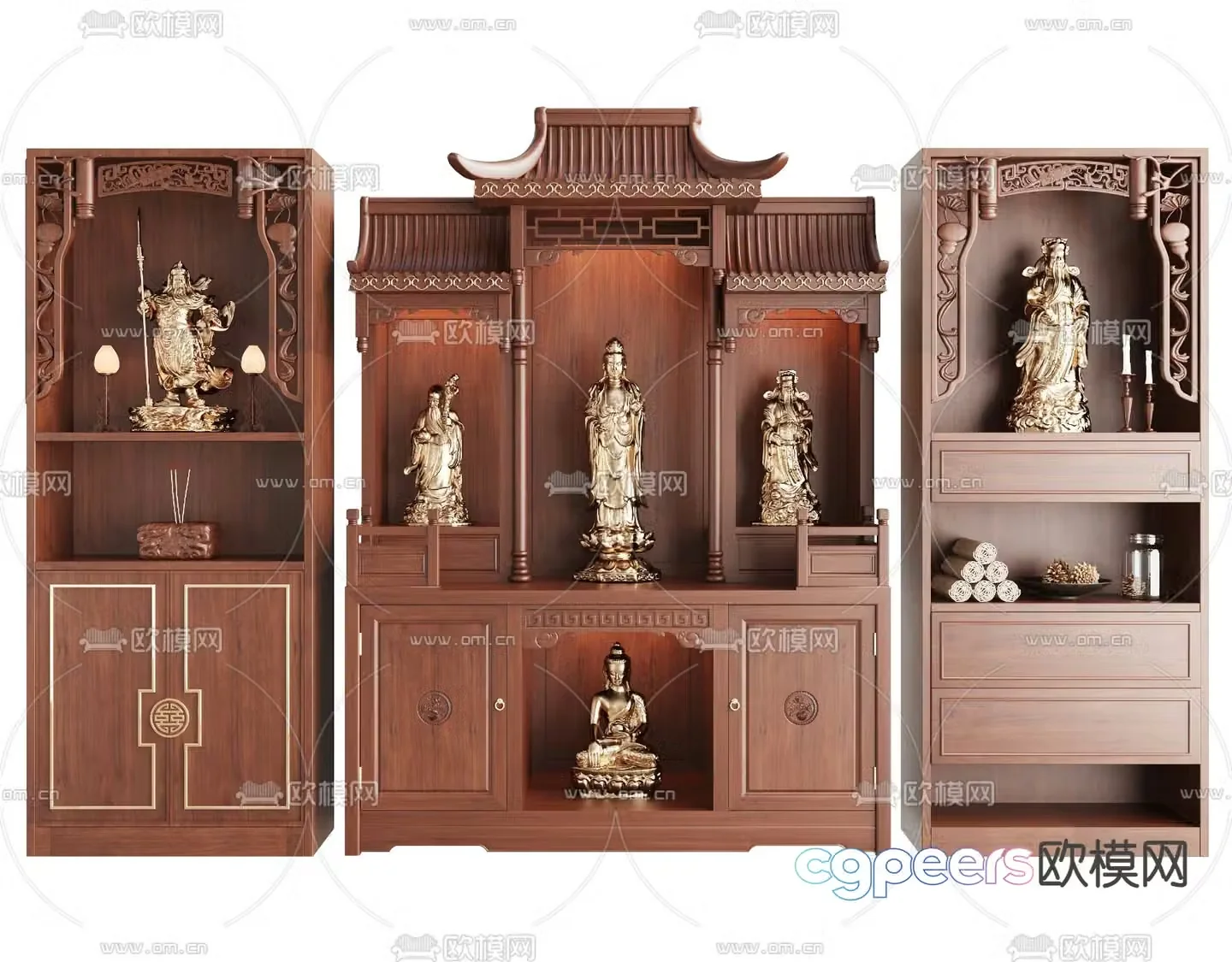 New Chinese style Buddhist niche altar altar 3D model