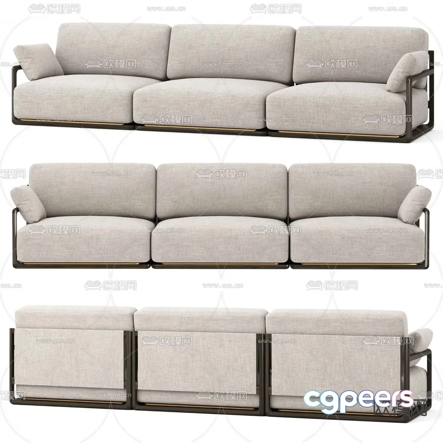 Giorgetti modern fabric multi-seater sofa 3d model