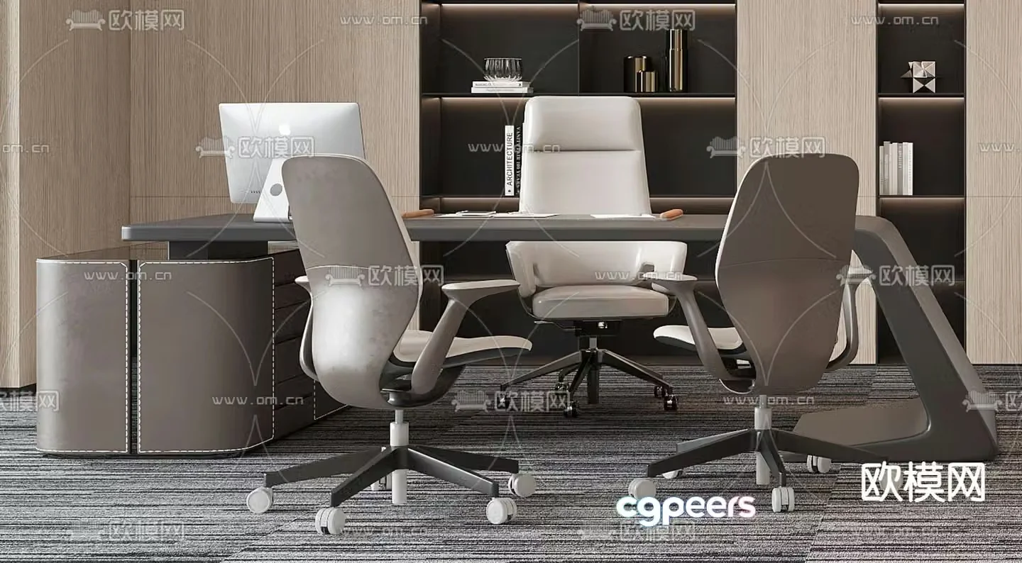 Modern desk table boss desk executive desk 3d model