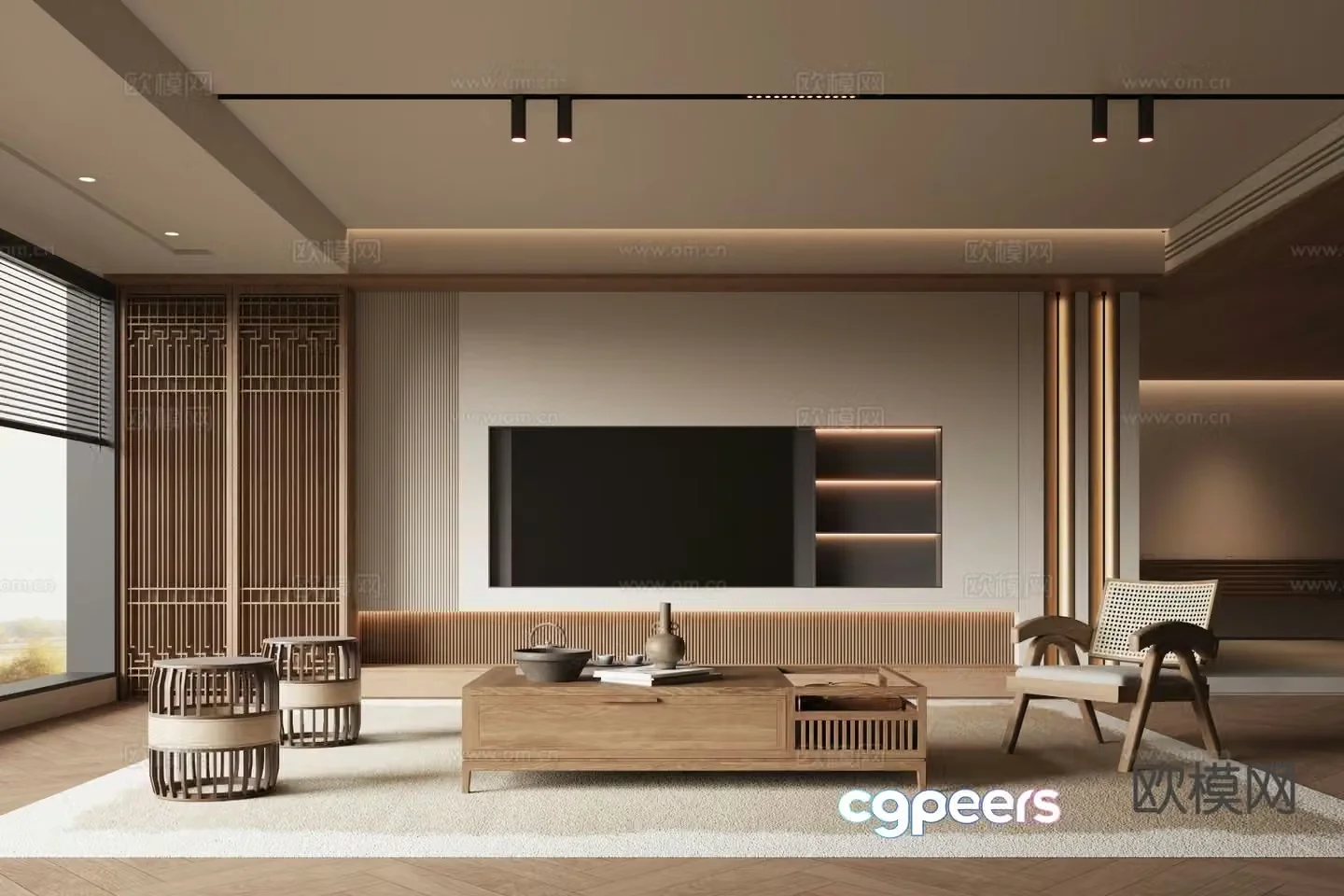 New Chinese Song style living room 3D model