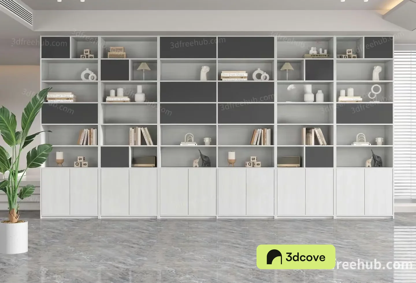 Modern Bookshelf With Decorative Items