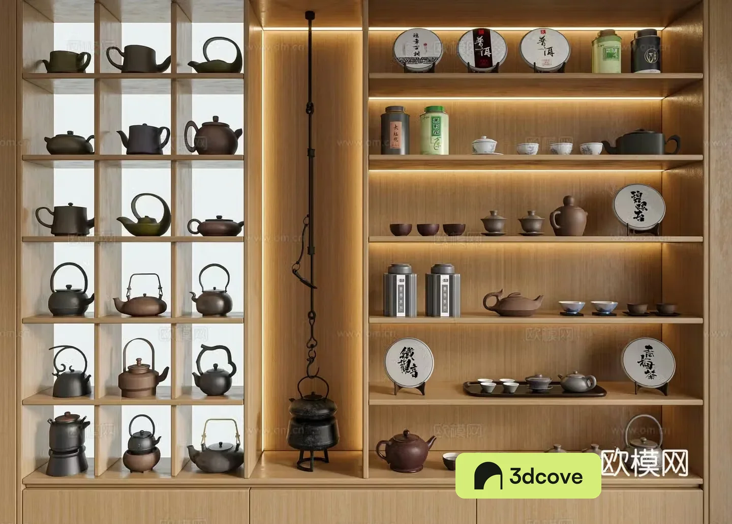 New Chinese tea set tea leaves tea cups tea cakes tea cabinet