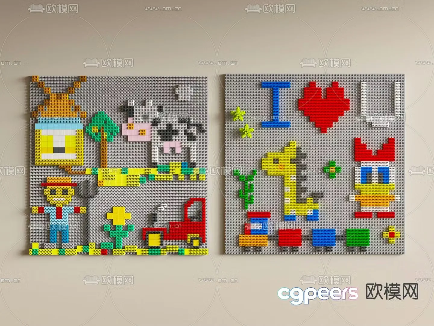 Lego wall building block toy 3d model