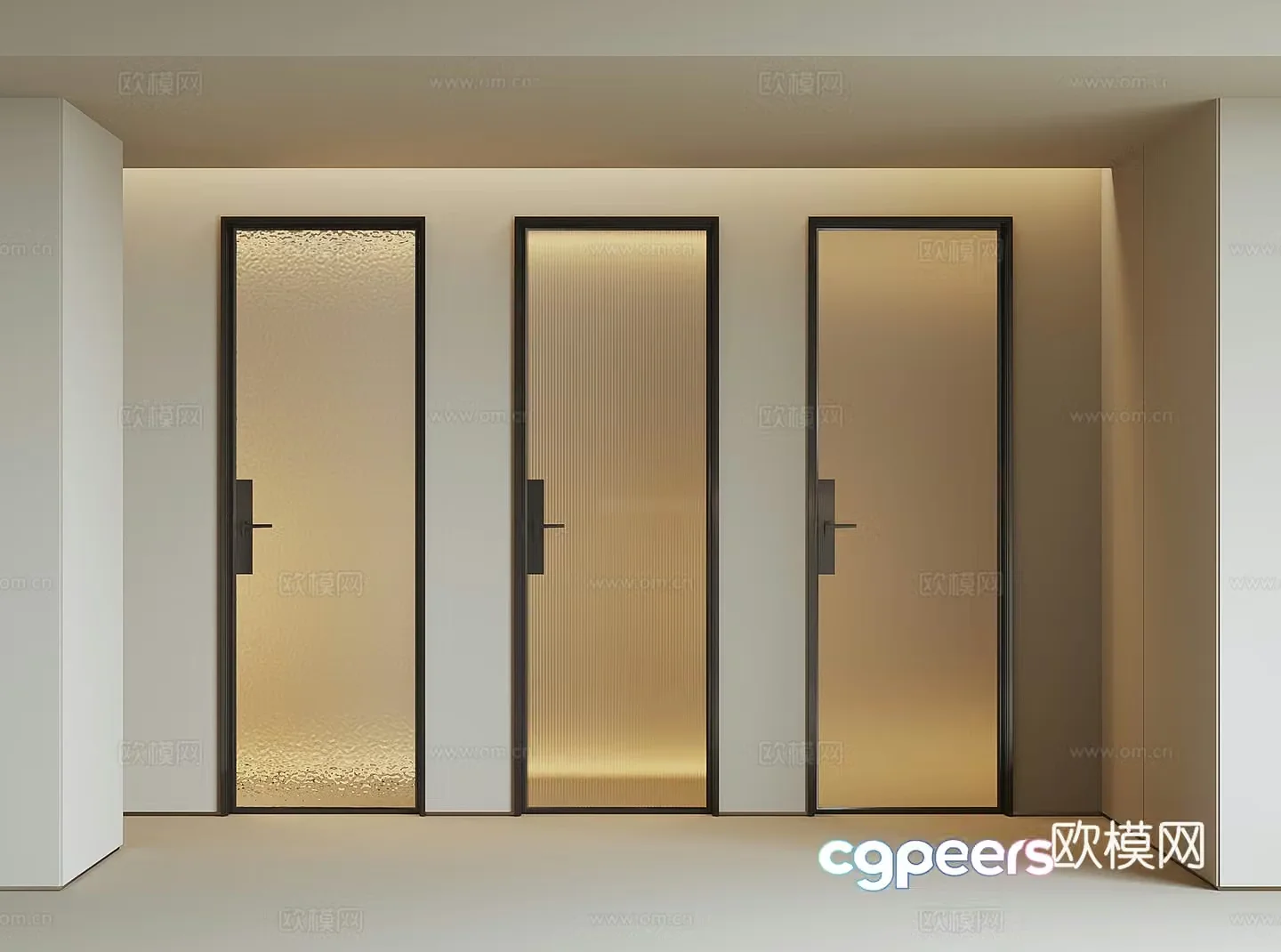Modern bathroom glass door 3d model