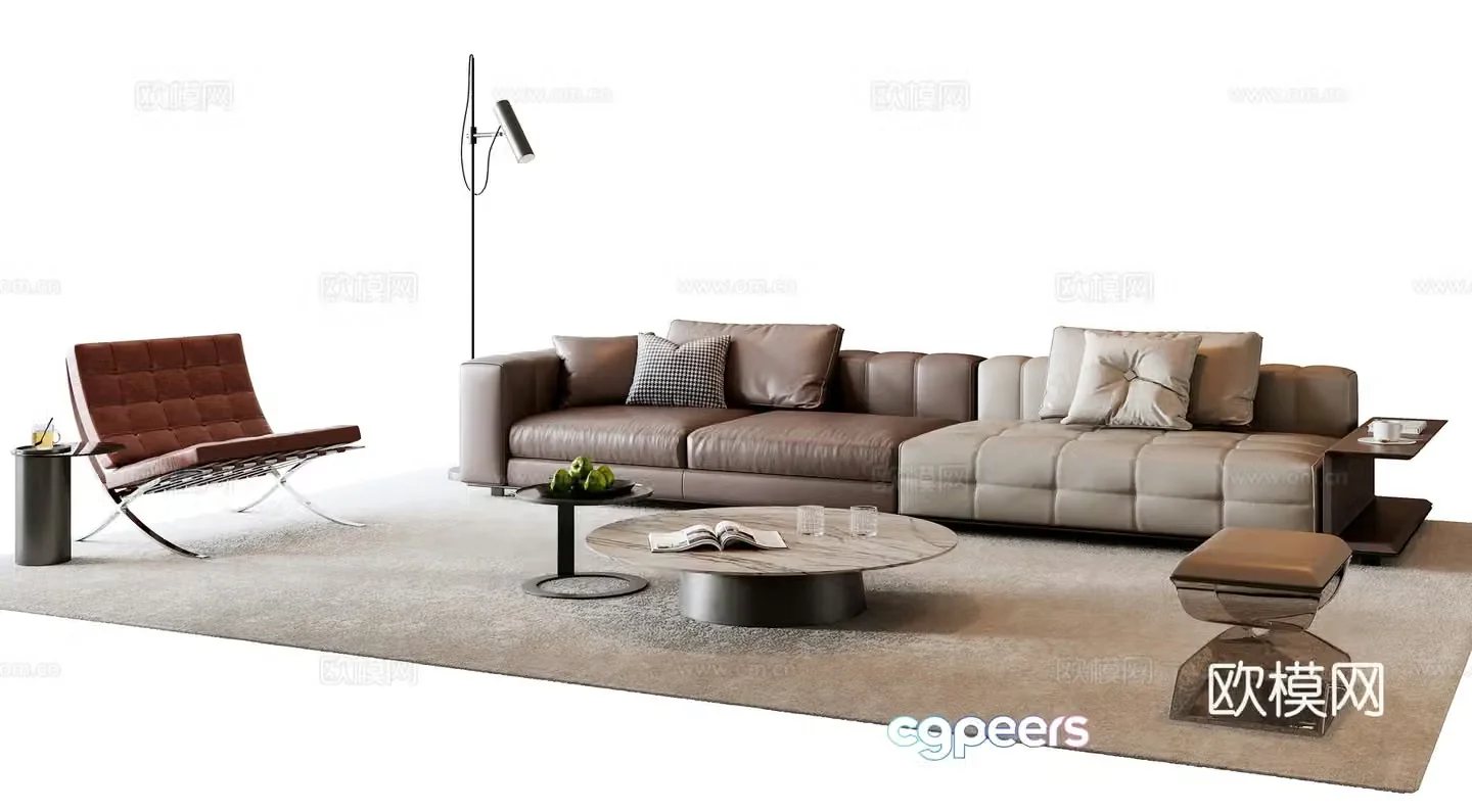 Italian sofa coffee table combination 3D model