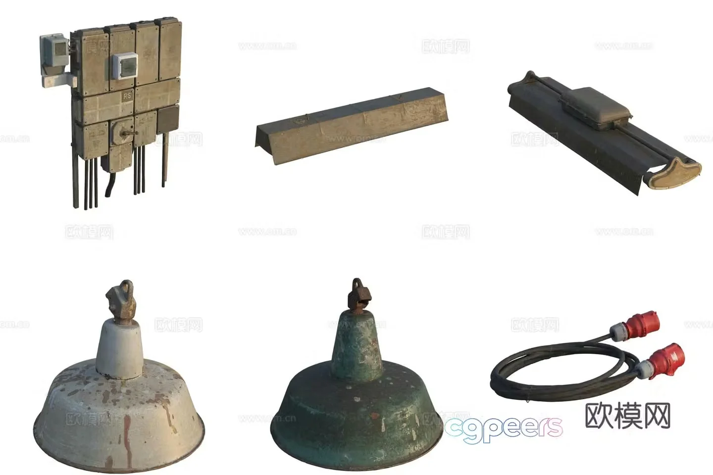 Electrical power circuit wires and light meter 3D model