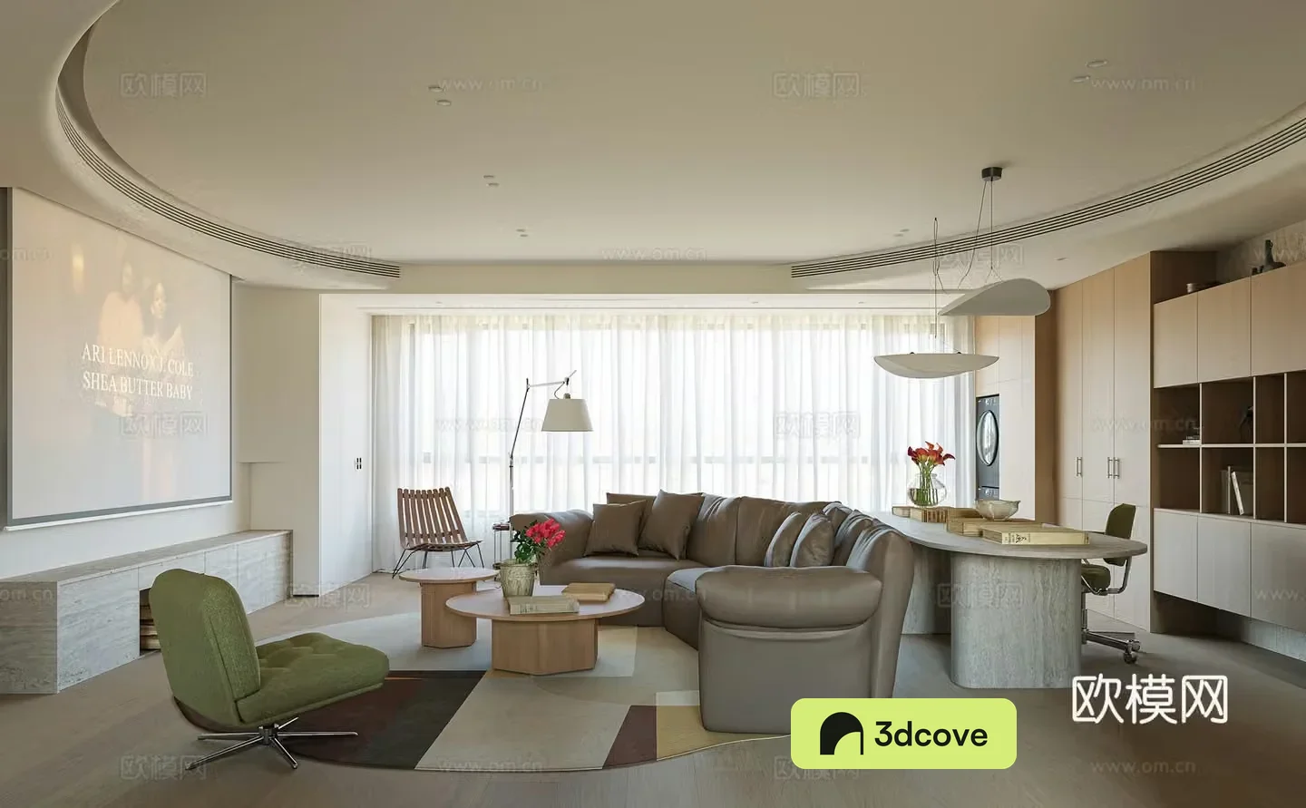 Modern living and dining room