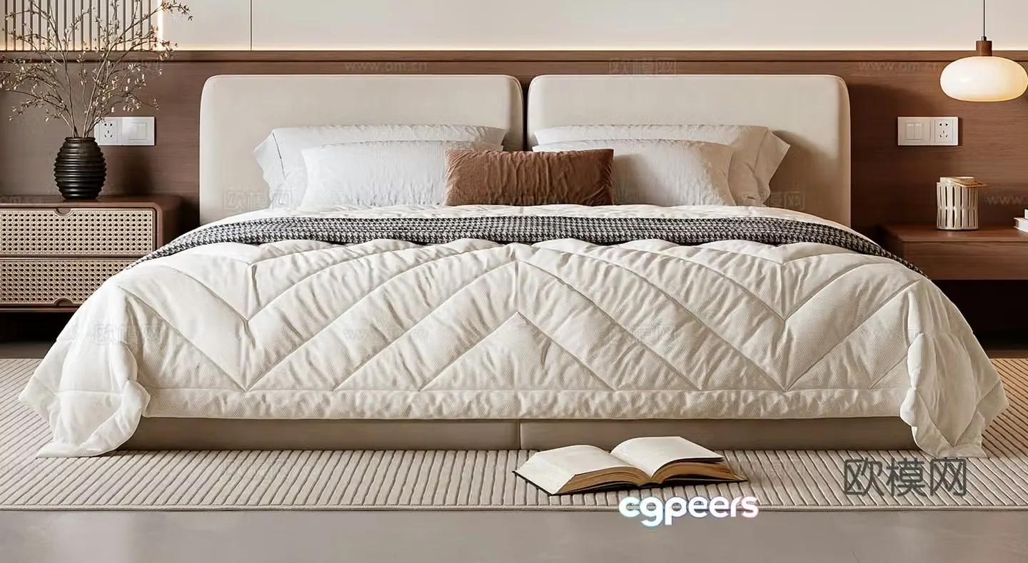Middle-aged double bed 3D model