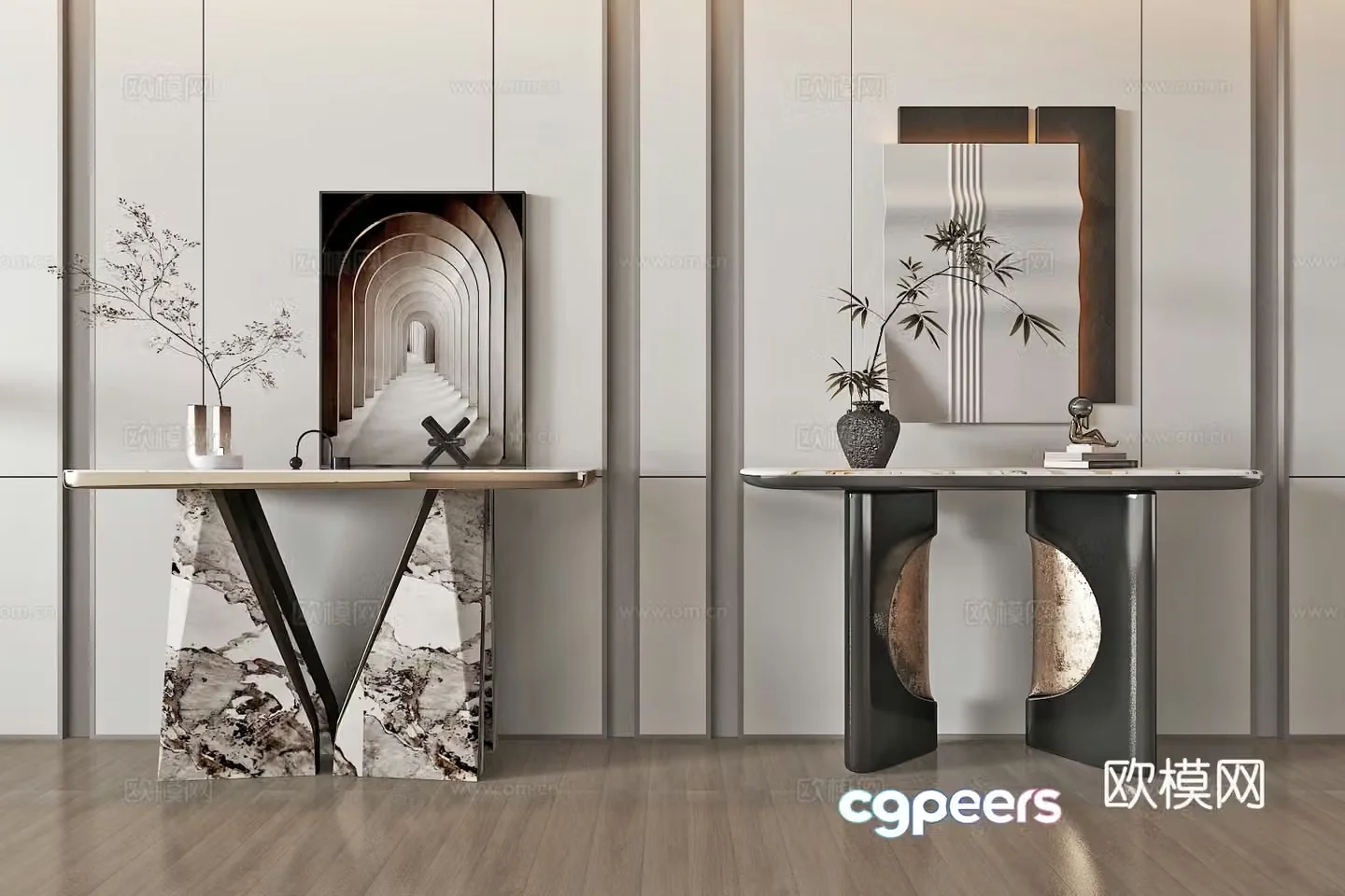 Modern light luxury entrance case end viewing platform 3D model