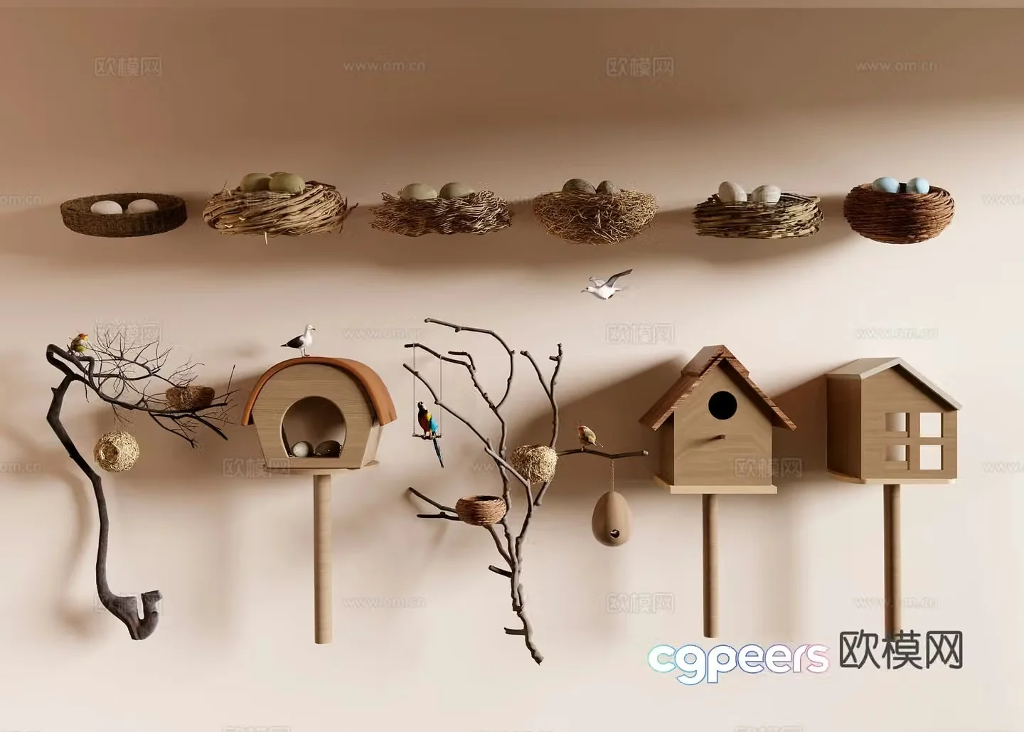 Bird’s nest Bird’s wooden house 3d model