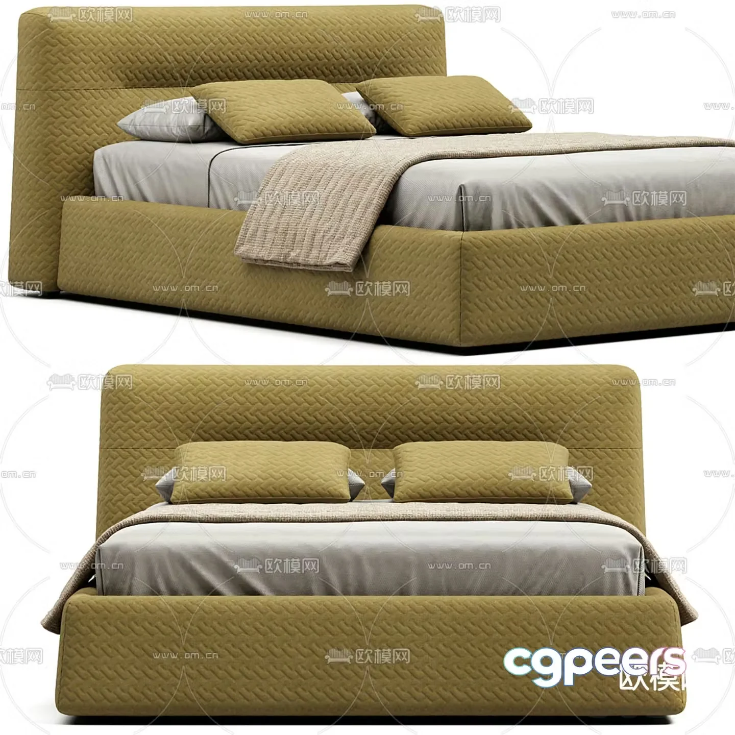Modern double bed 3d model