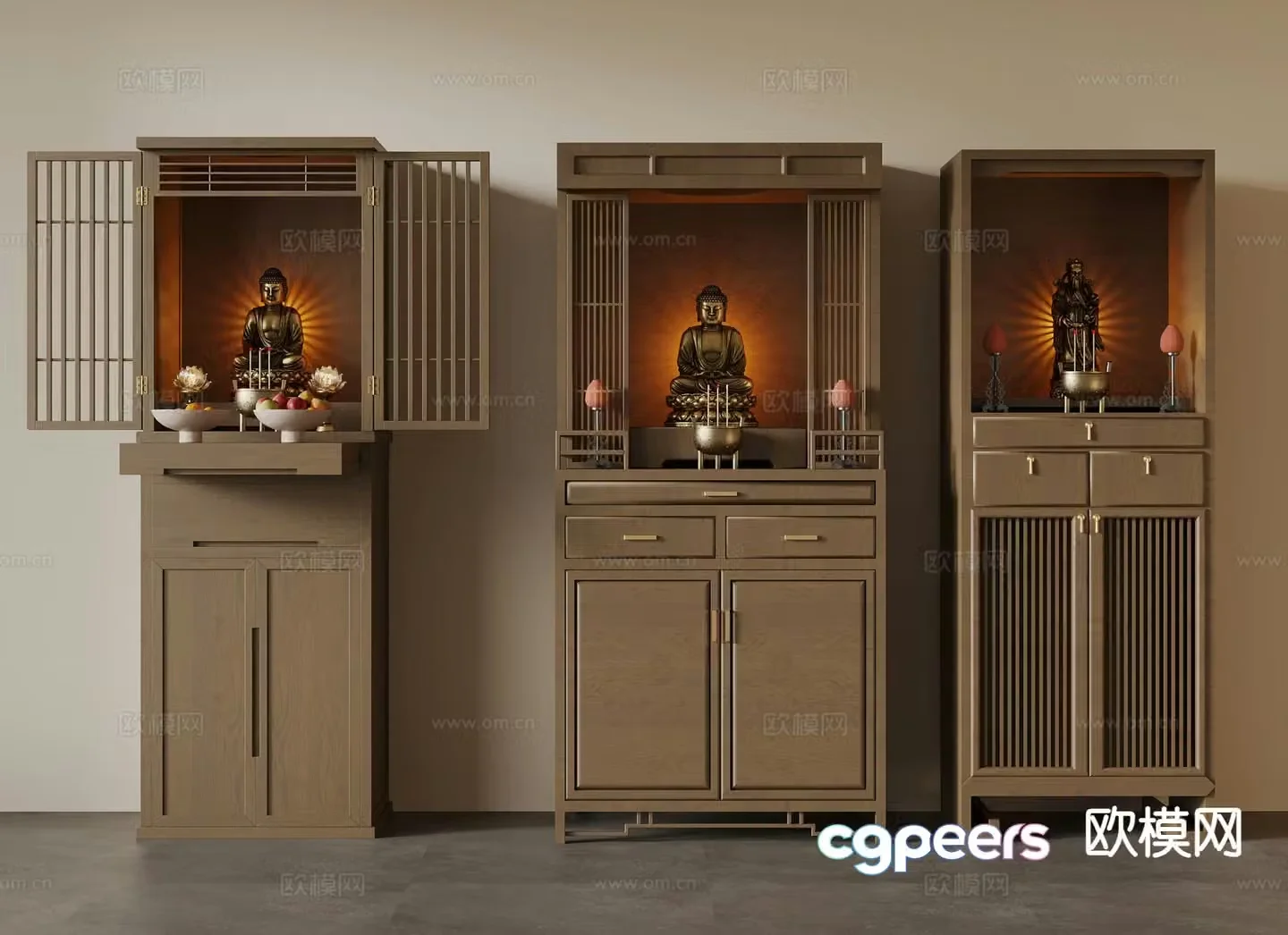 New Chinese style altar cabinet and Buddhist niche cabinet 3D model