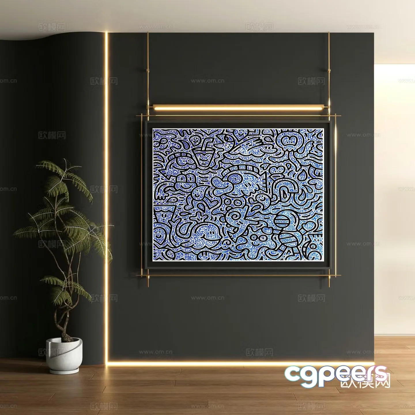 Modern graffiti decorative painting 3d model