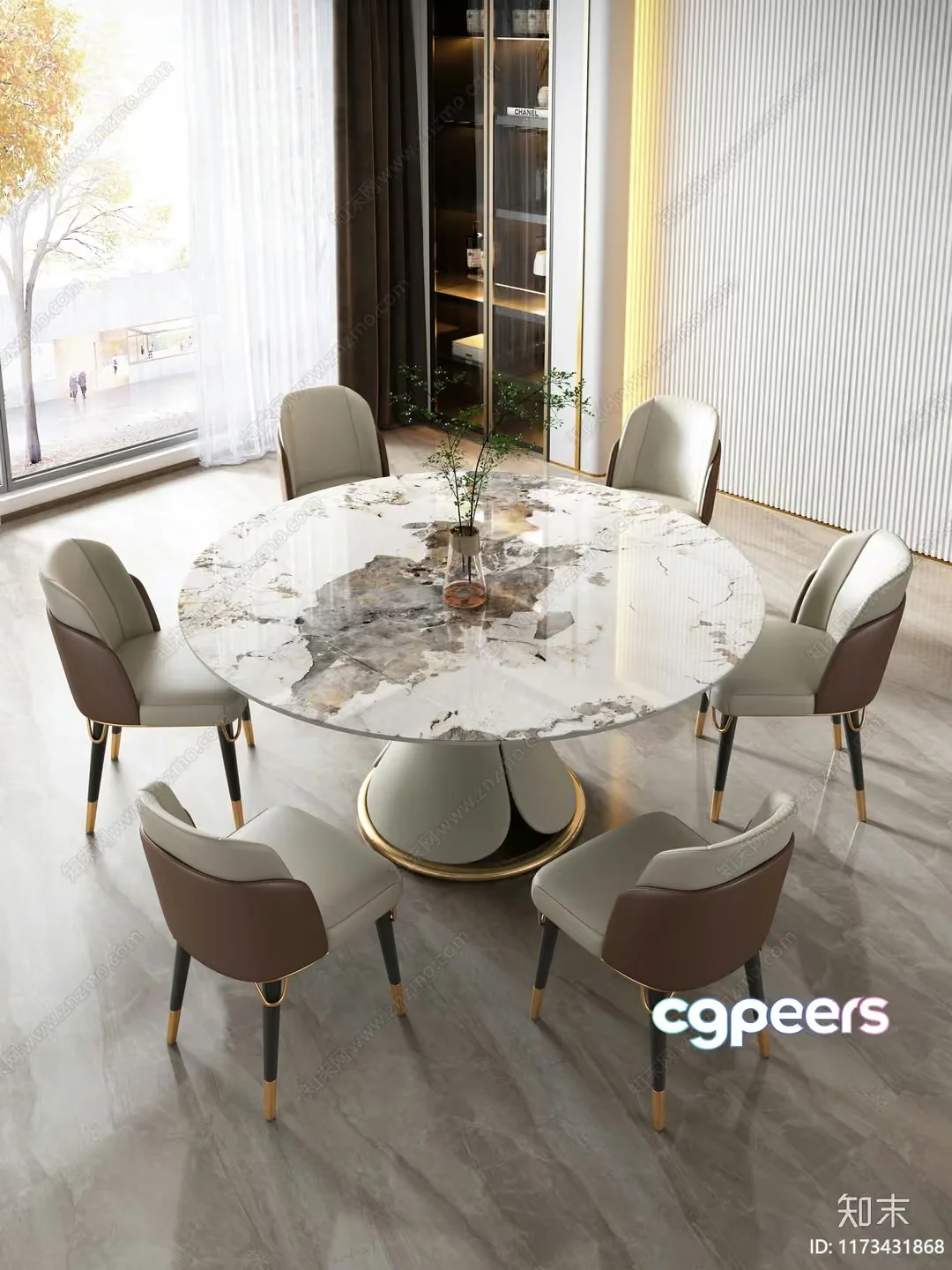 Modern Dining Room 3D Model – 18382 – VRAY Render