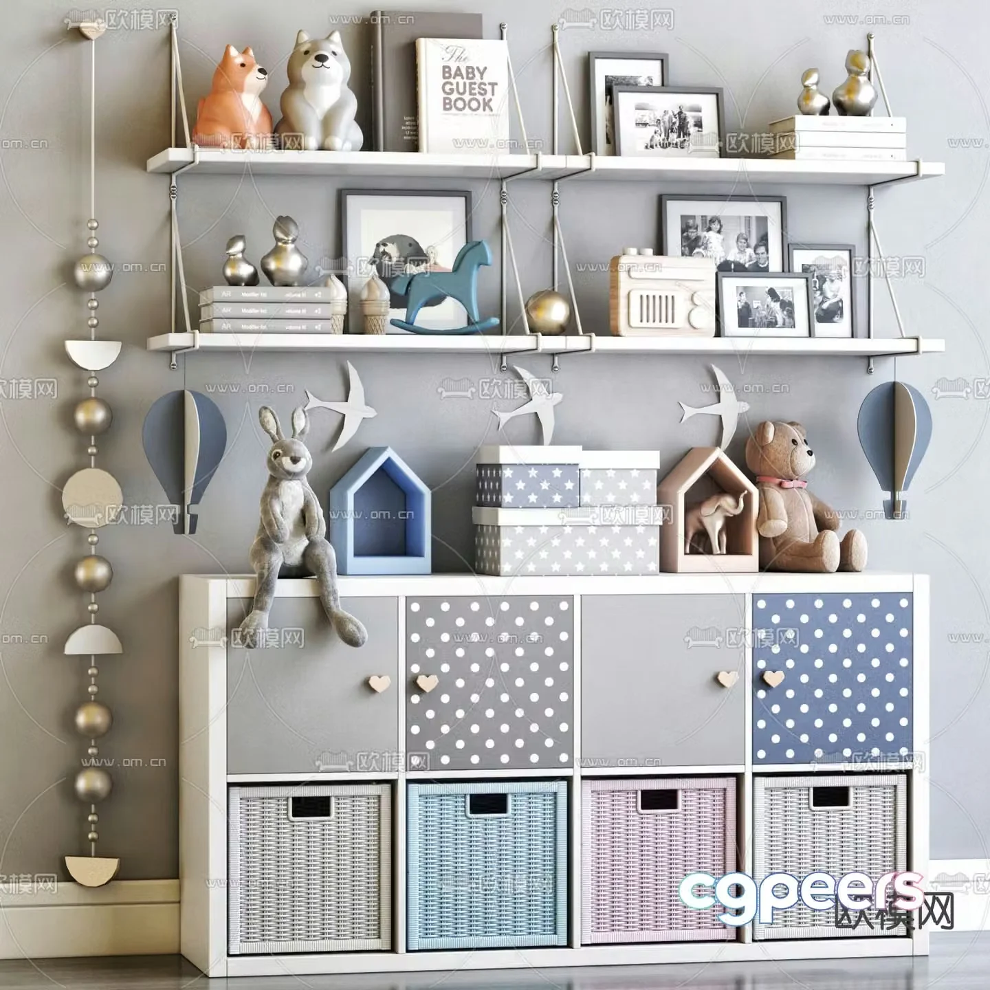 Nordic children’s wardrobe decoration cabinet toys 3d model