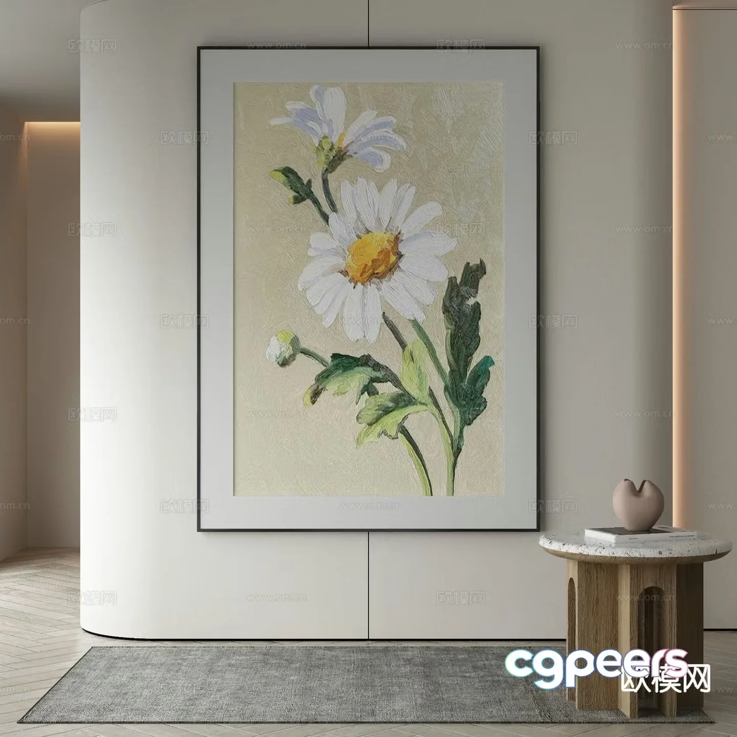 Modern decorative painting flower oil painting 3d model