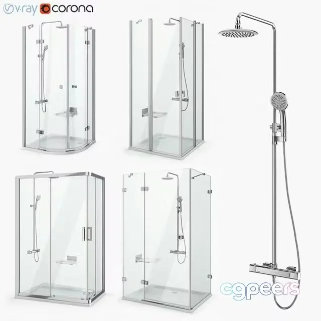 3ds Max Free – Set of shower cabins Ravak set 18