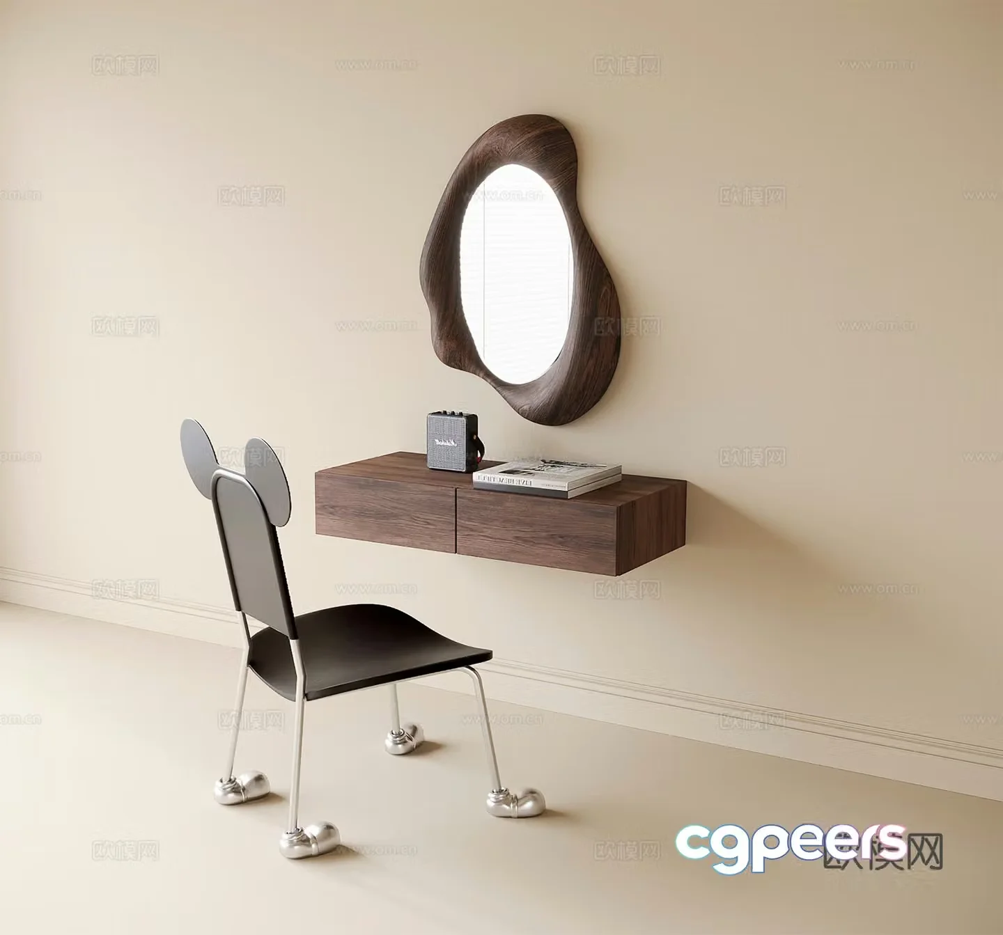 Modern dressing table desk chair children’s chair 3d model