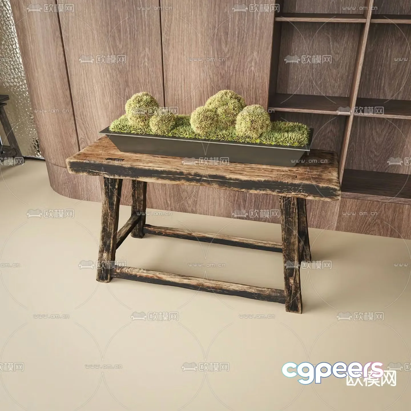 Modern moss potted plant 3d model