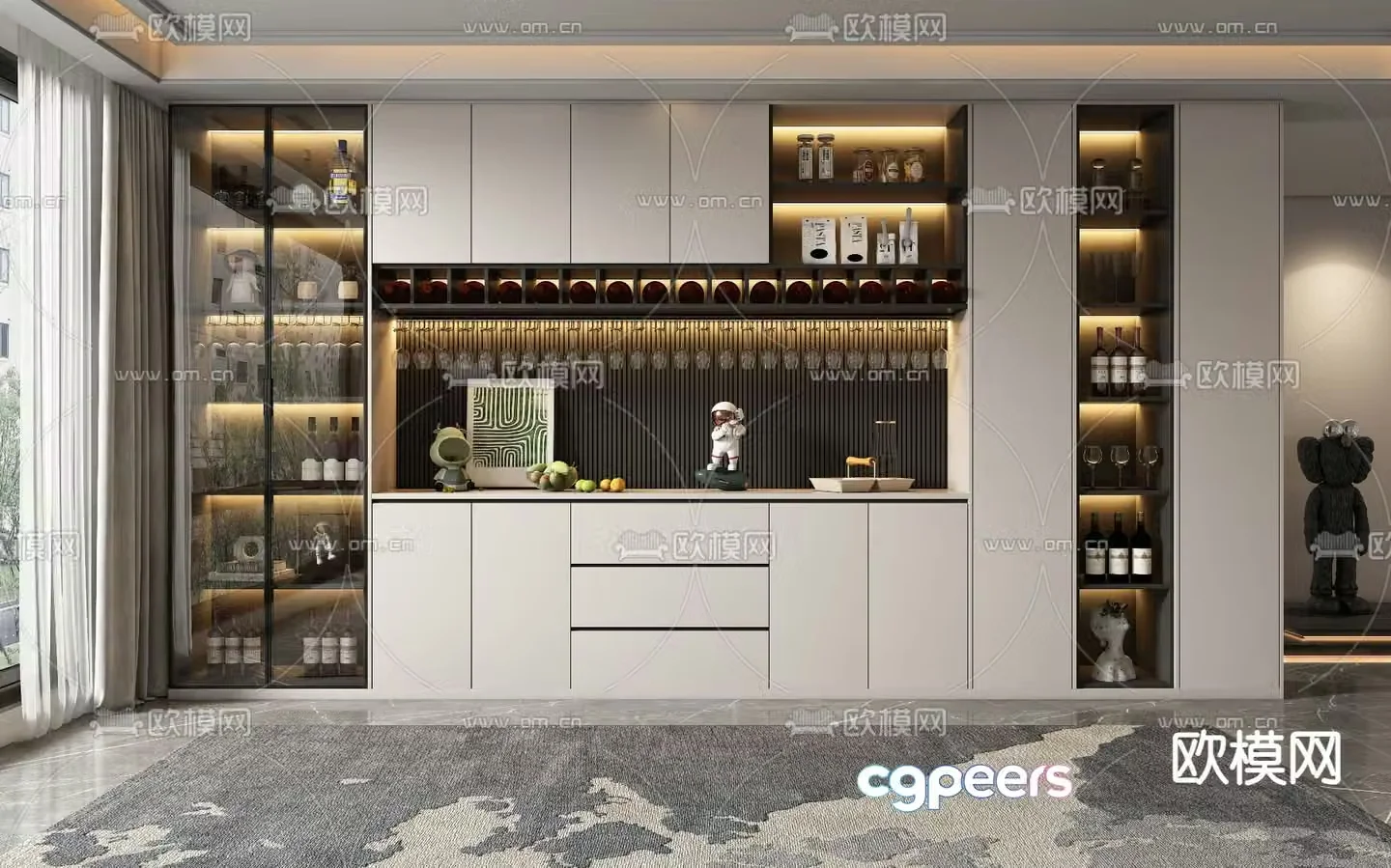 Modern wine cabinet sideboard 3D model
