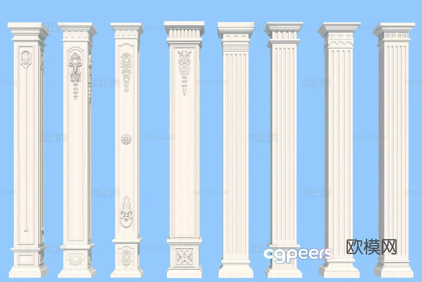 European column Roman column Angle column 3D model