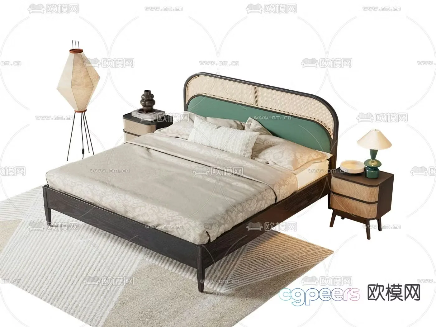 Medieval style double bed 3d model