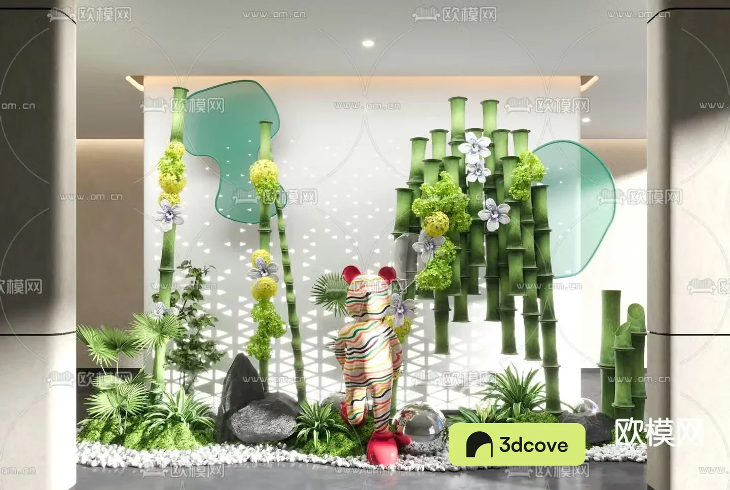 Indoor device landscaping bamboo art landscaping