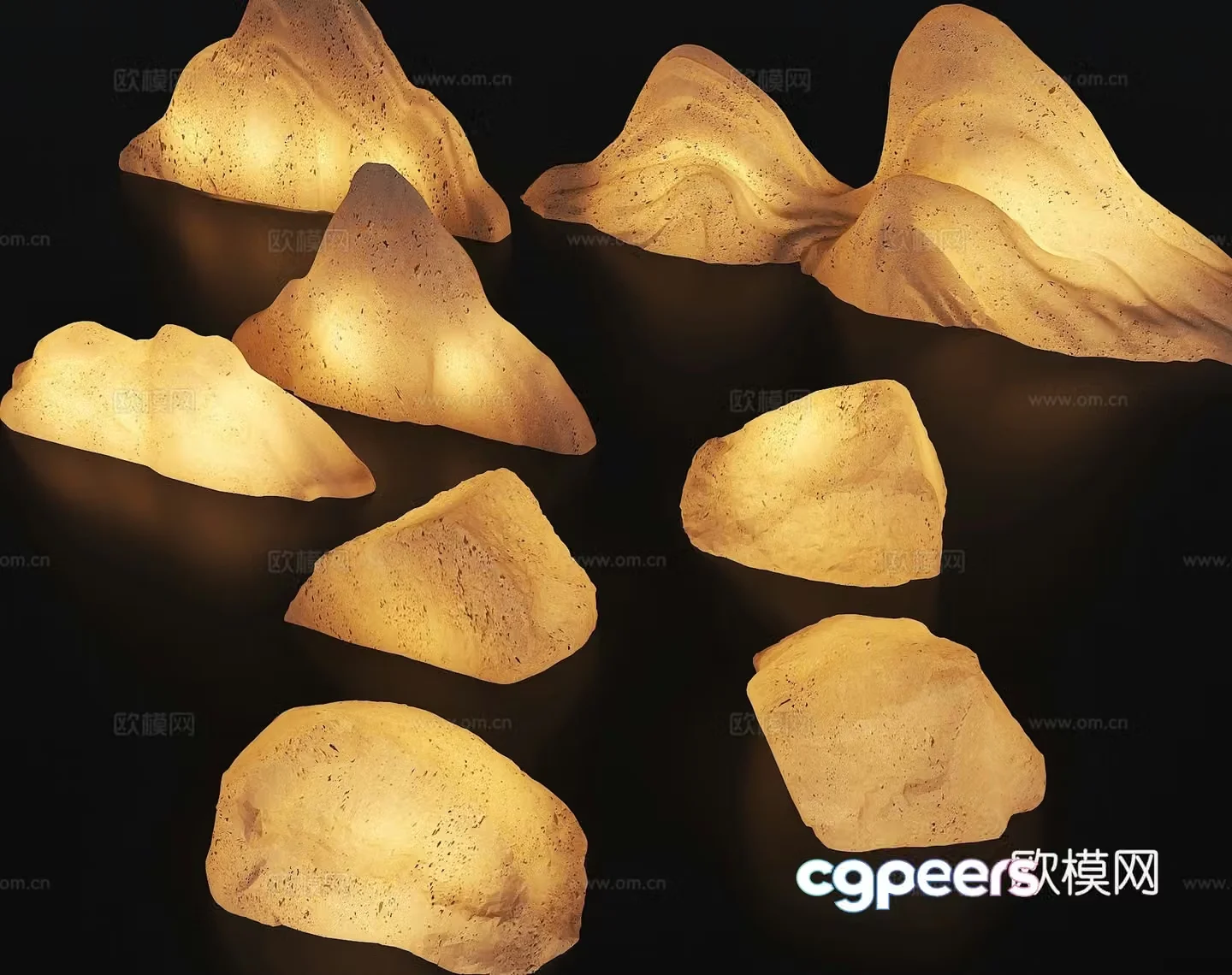 Luminous Stone Luminous Stone Luminous Snow Wave Stone Landscape Simulation Stone Lamp 3D Model