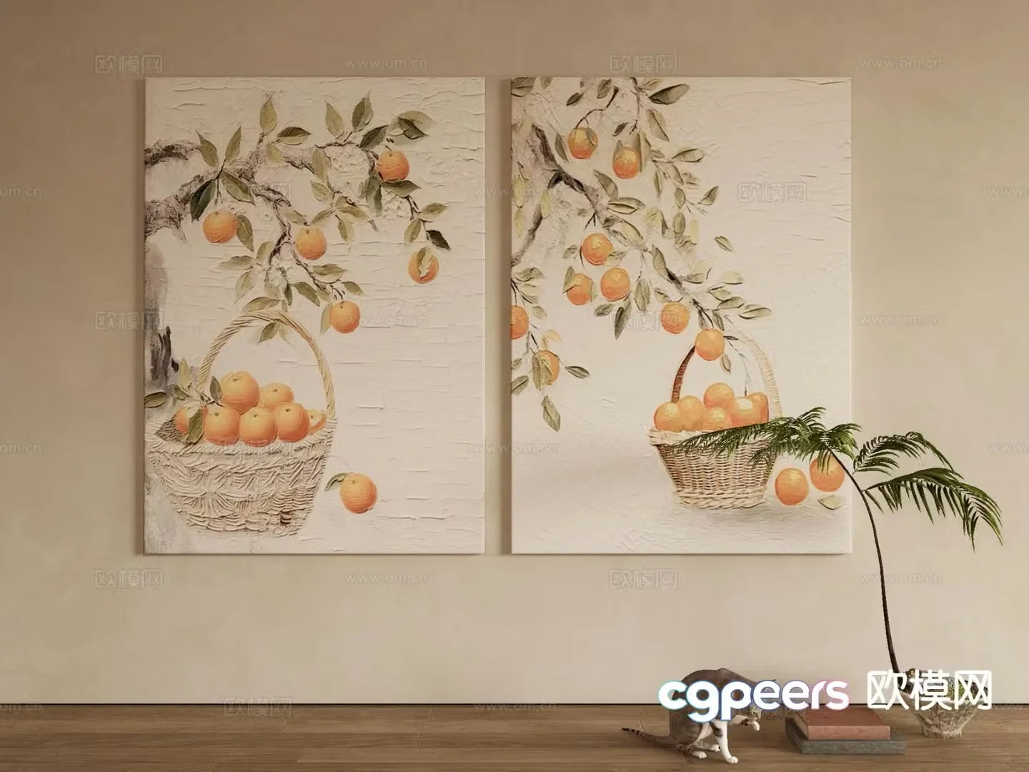 Modern decorative painting fruit oil painting 3d model