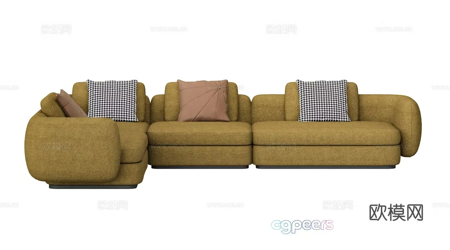 Modern corner sofa multi-person sofa 3d model