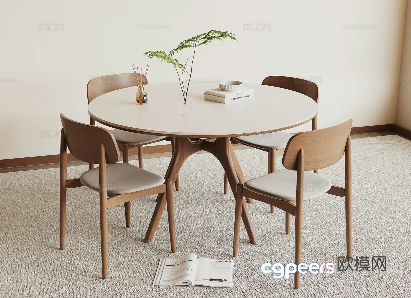 Modern dining table and chair 3d model
