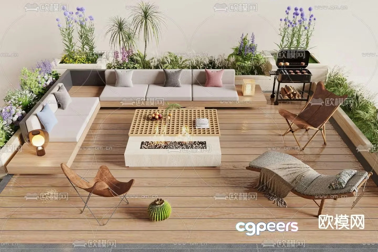 Modern outdoor sofa outdoor seating 3d model