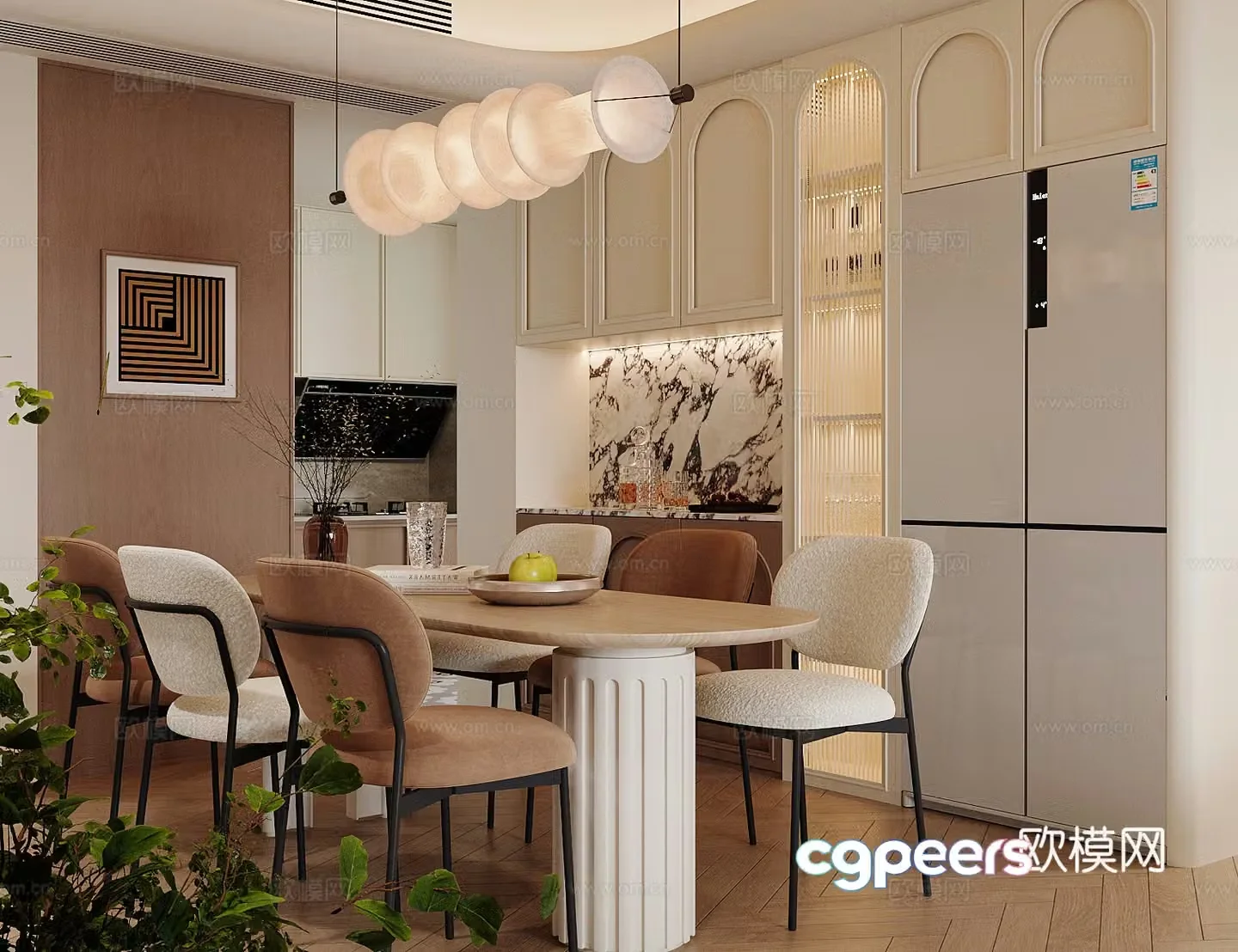 Medium vintage home restaurant Medium vintage restaurant Open restaurant Retro restaurant Dining table and chair 3D model
