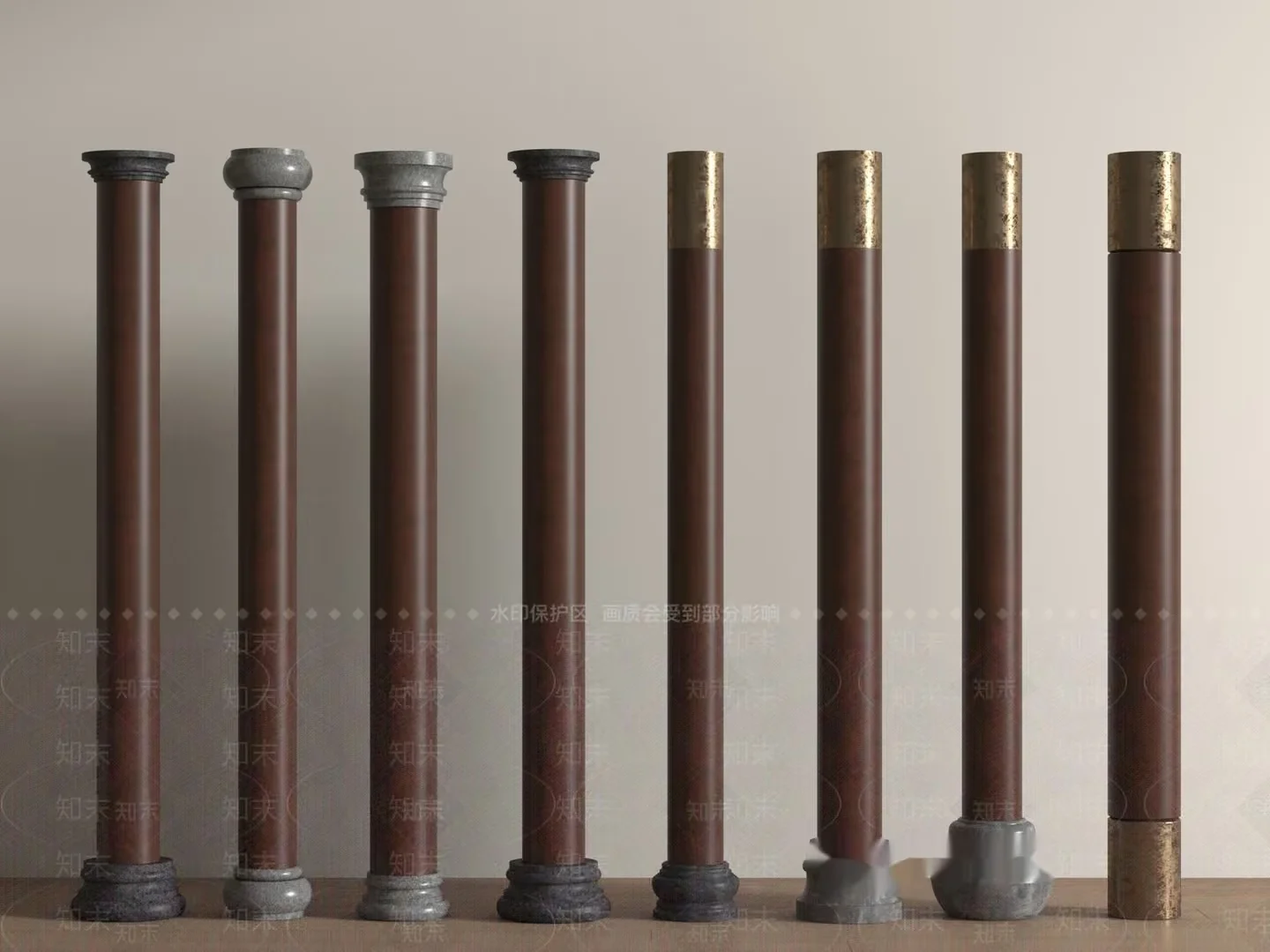 Wooden Pillars 3D Model – 9971 – VRAY Render