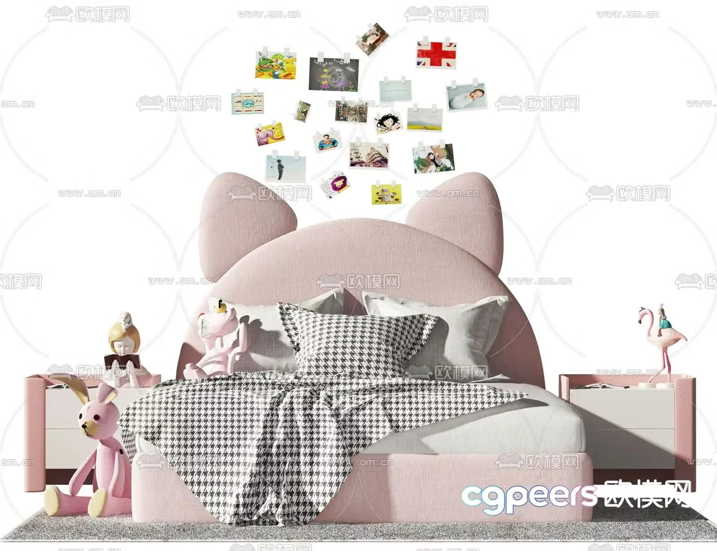 Modern fabric children’s bed 3d model
