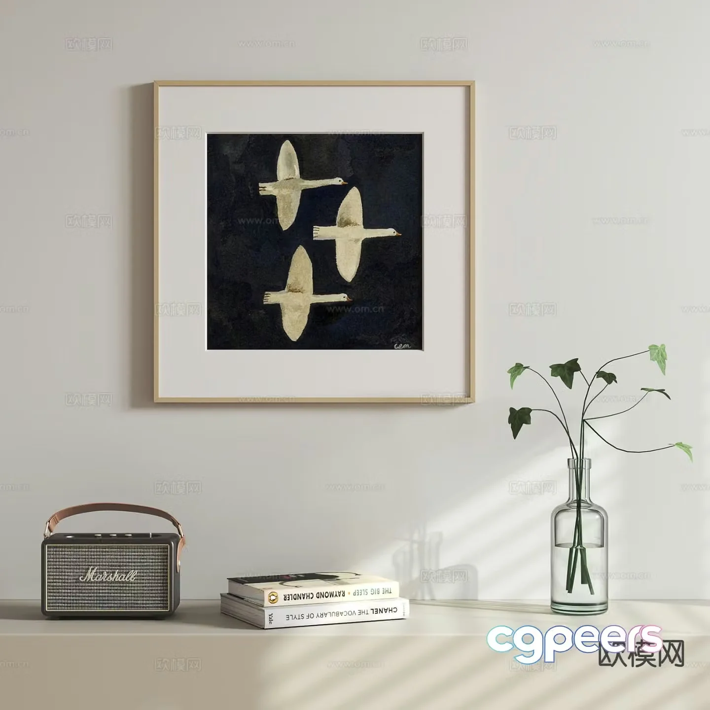 Nordic retro hanging painting Zen hanging painting 3D model