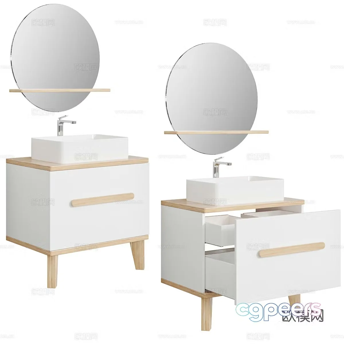 Modern Nordic bathroom cabinet 3d model