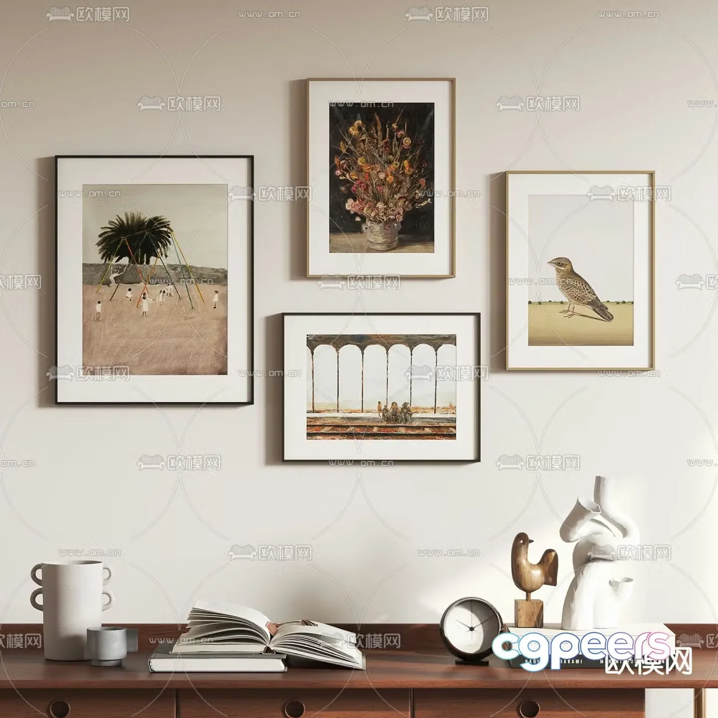 Middle-aged decorative paintings hanging paintings 3D model