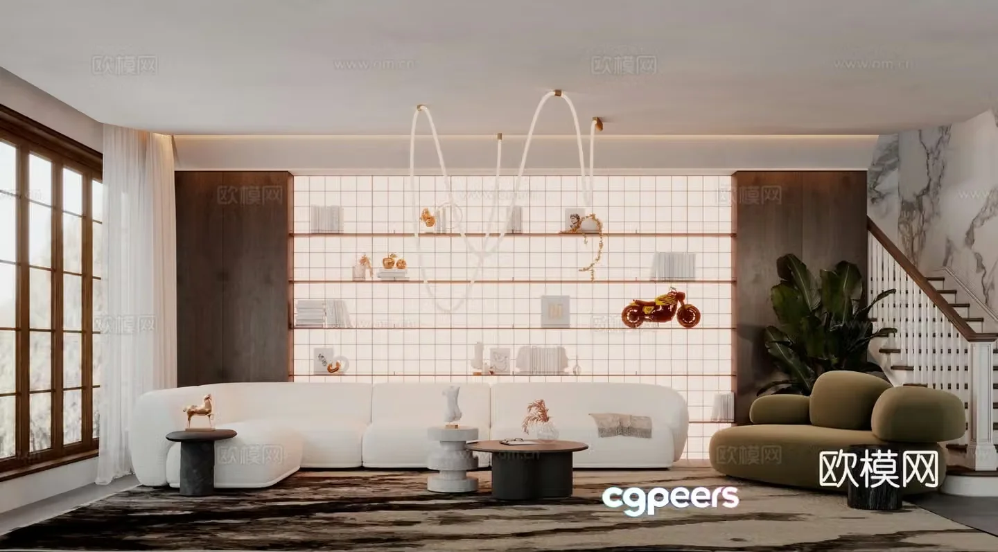 Light luxury living room 3D model