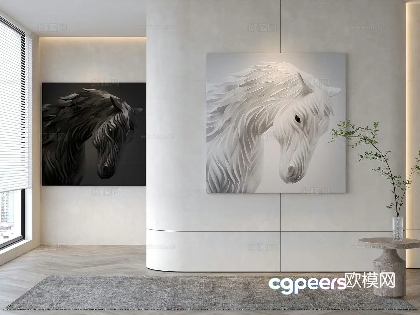 Modern decorative painting Animal hanging painting 3d model