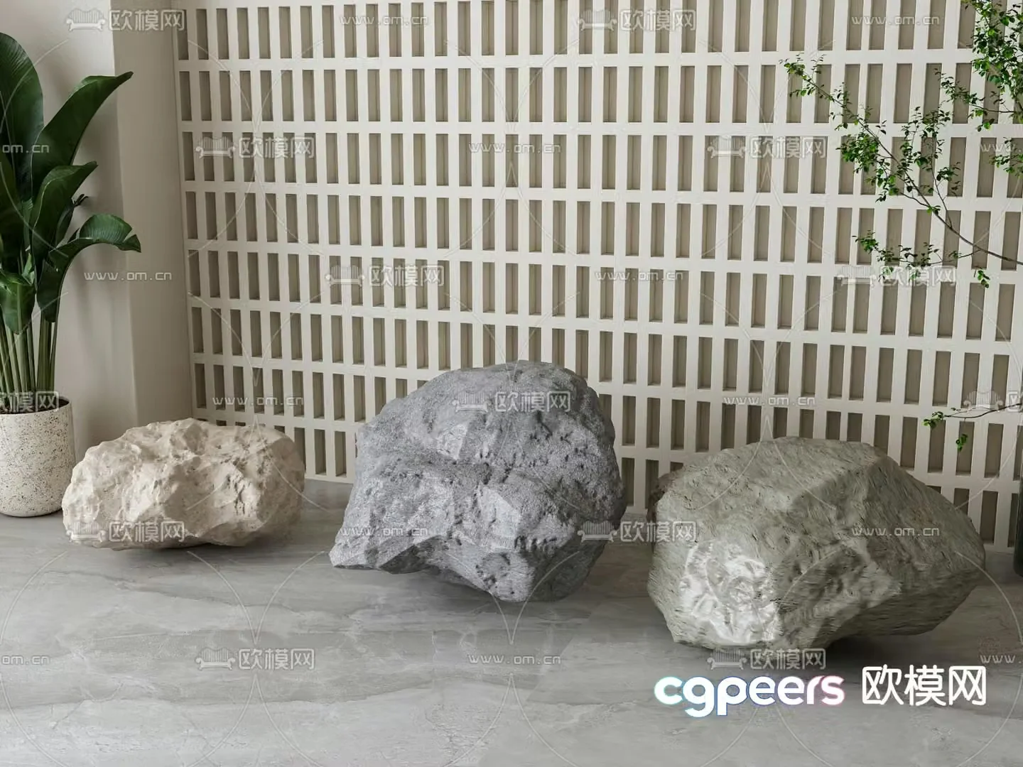 Landscape Stone Set Stone Rock Stone 3d model