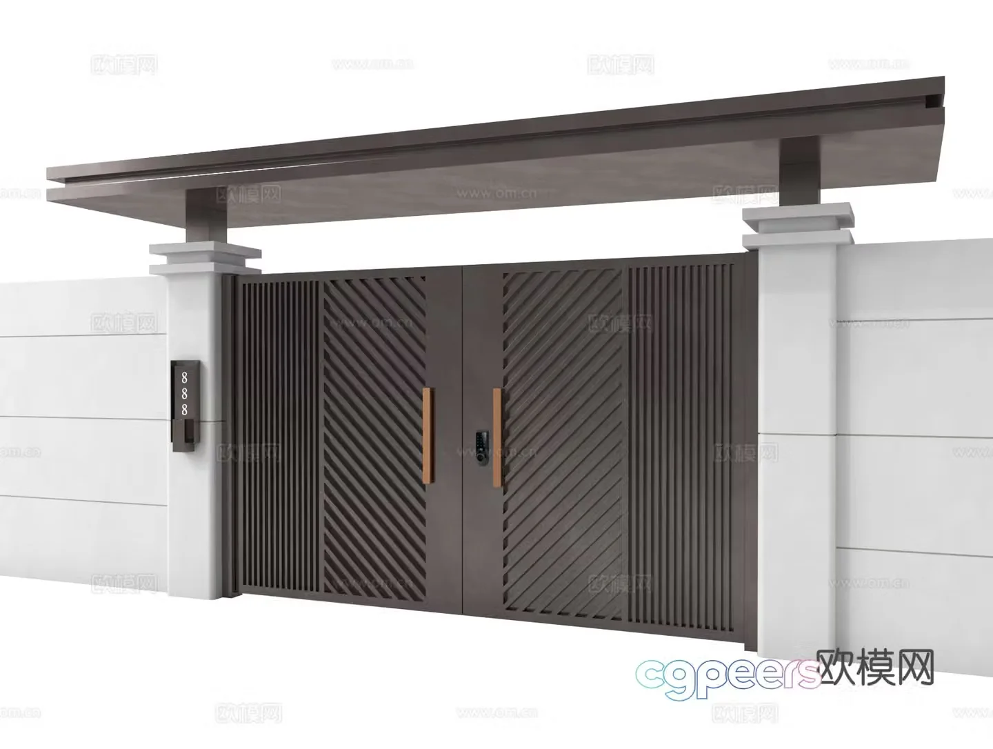 Courtyard gate Villa door Apartment gate 3d model