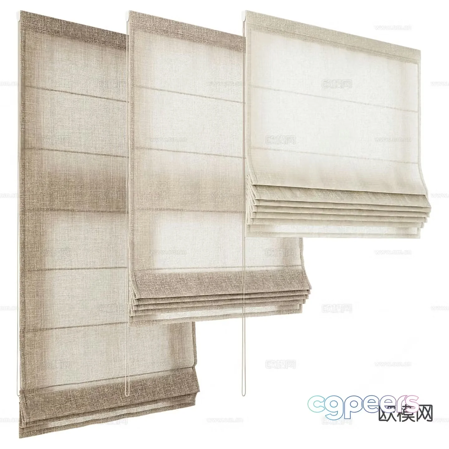 Modern curtains fabric plain color Roman curtain 3d model