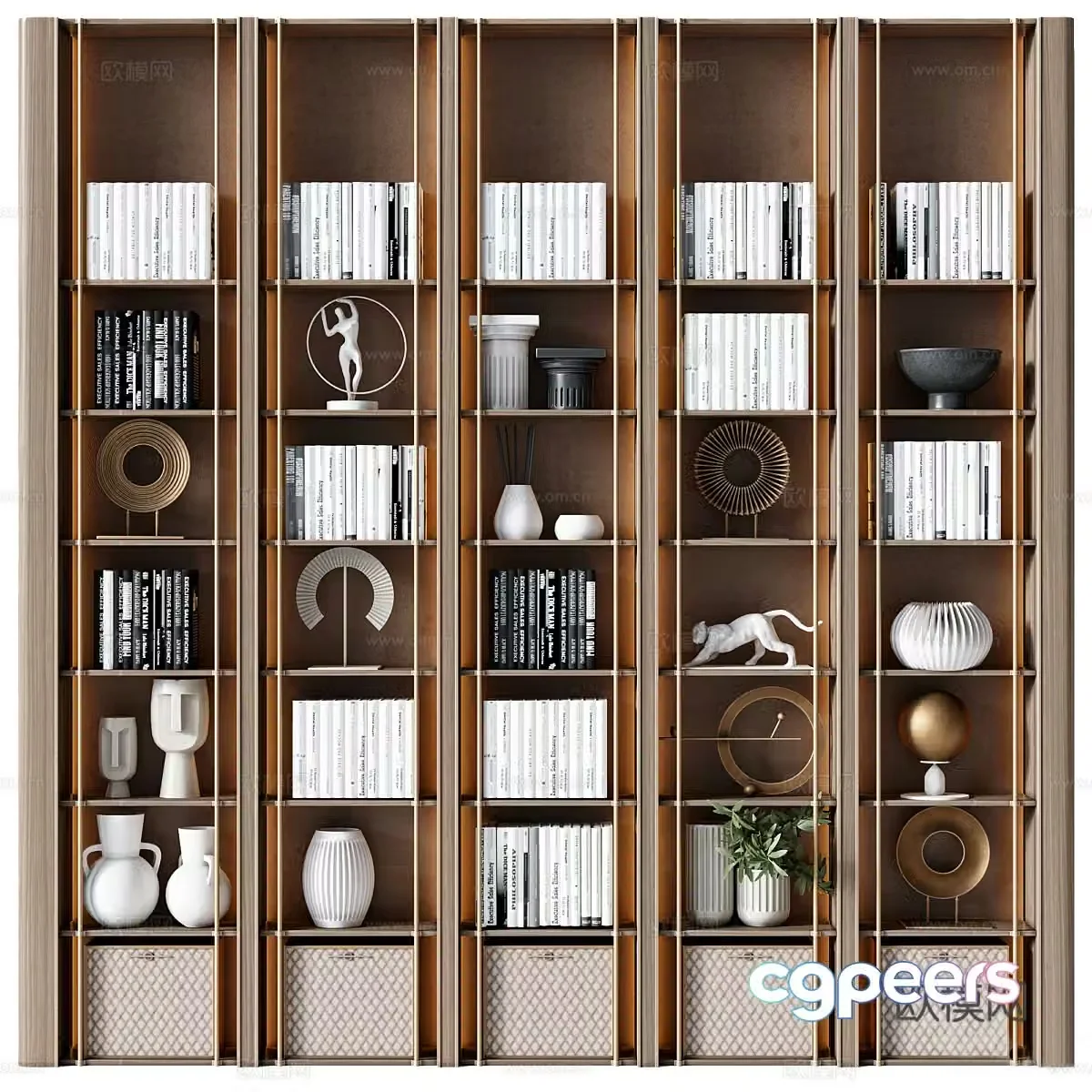 New Chinese style light luxury decorative cabinet bookshelf display rack 3D model