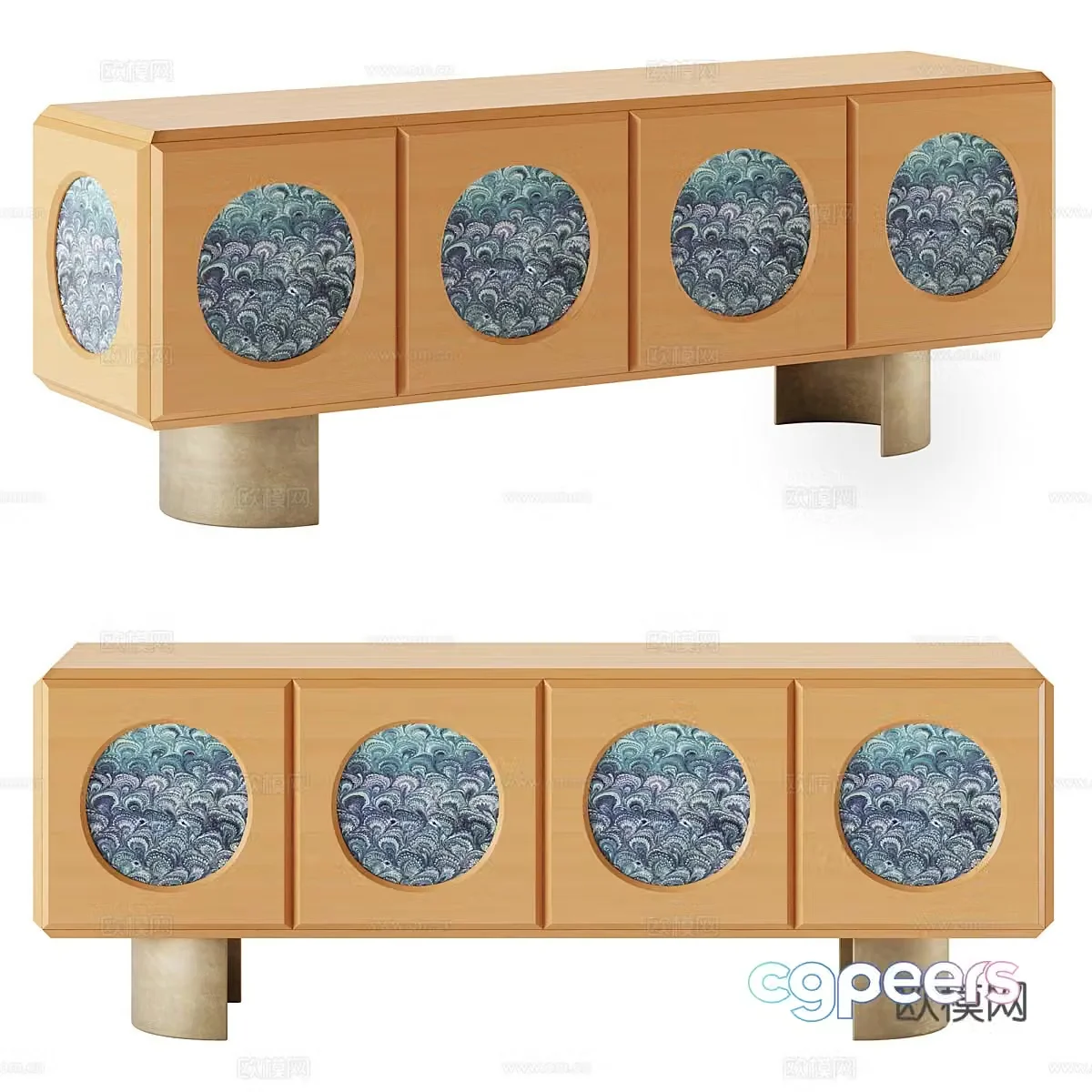 New Chinese light luxury OBLU TV cabinet 3D model