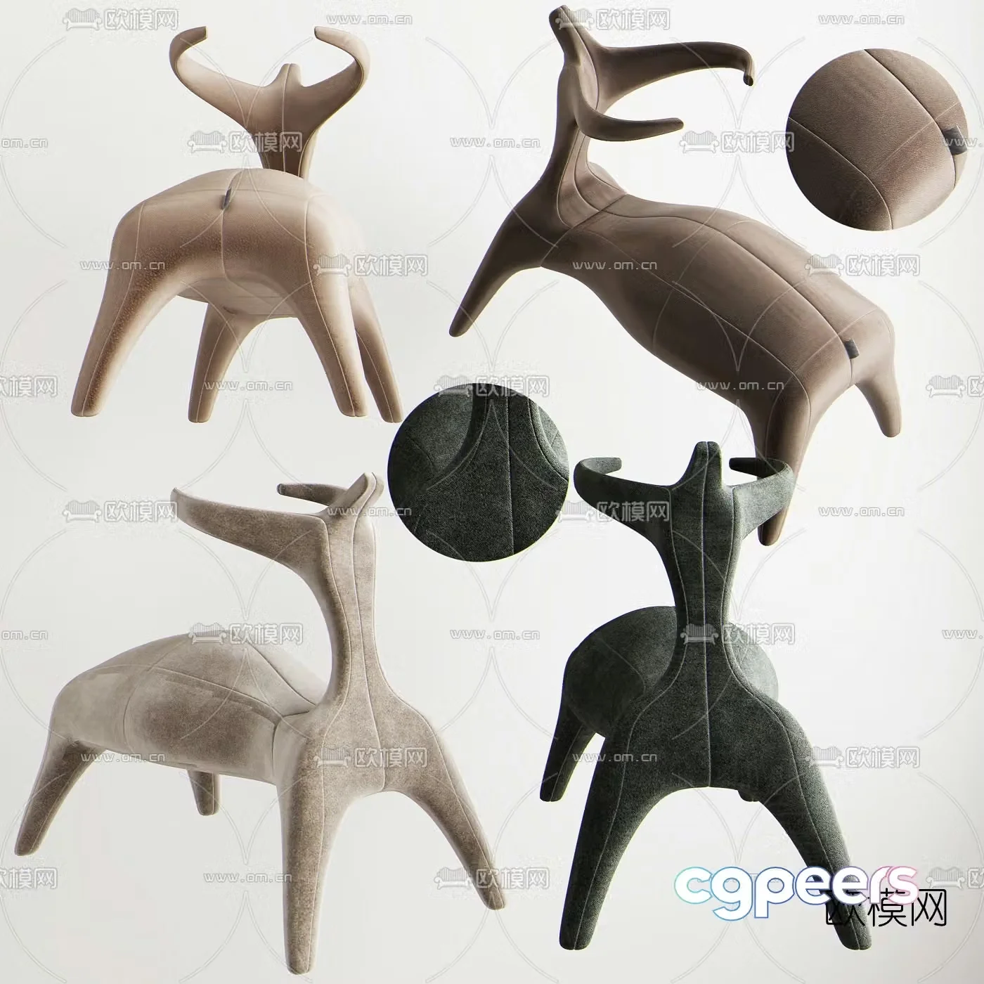 Modern deer shaped children’s chair 3d model