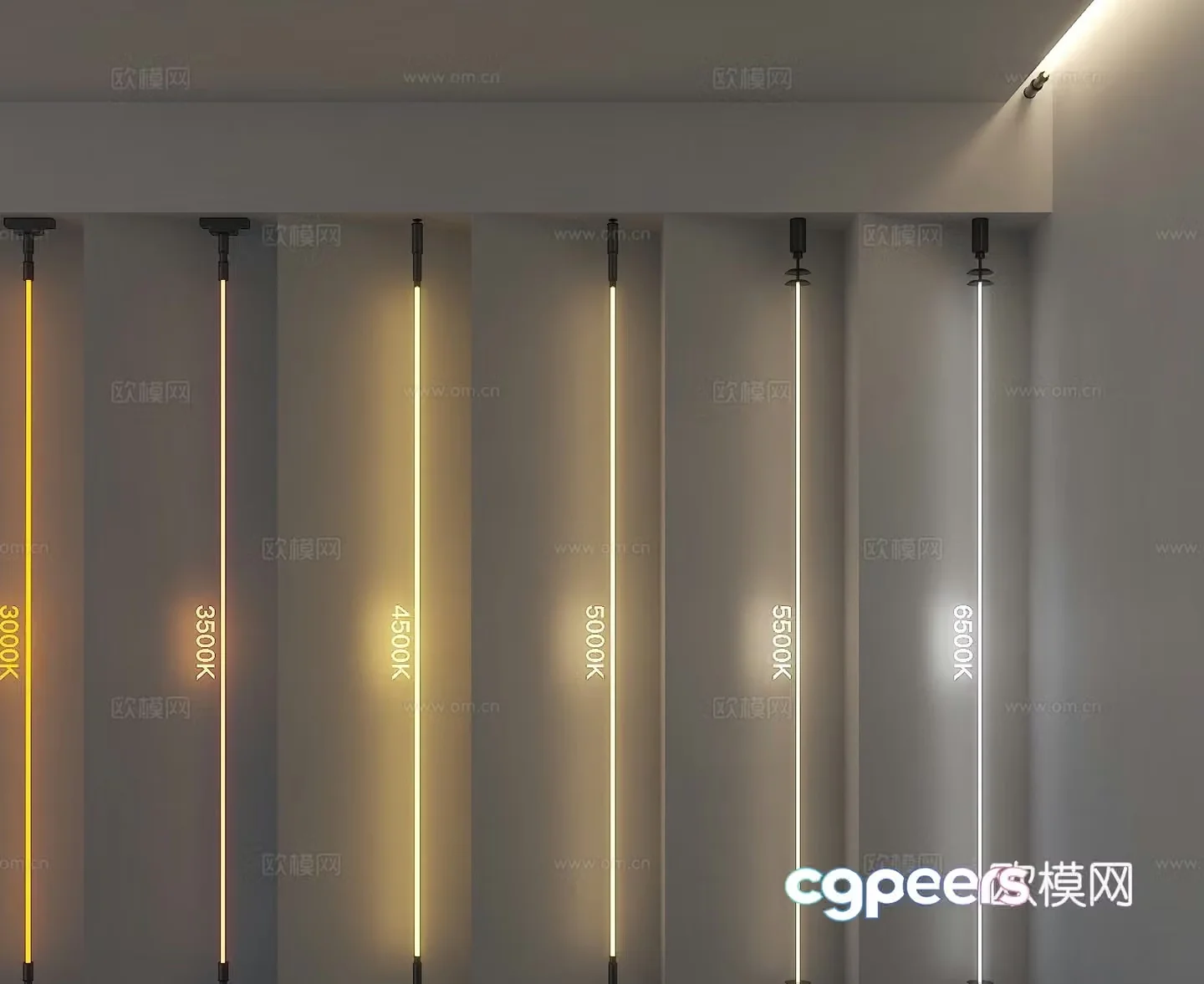 modern skyline light linear light steel wire light strip steel strip light 3d model
