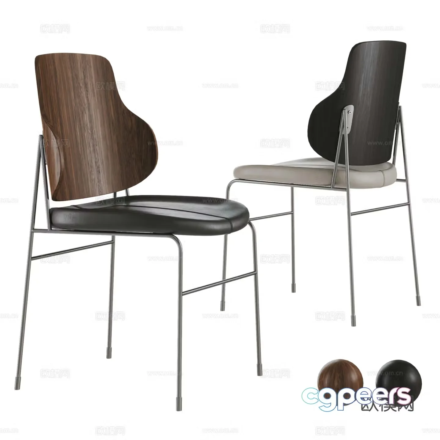 Modern medieval style single chair combination leather dining chair stainless steel dining chair Bauhaus dining chair book 3d model